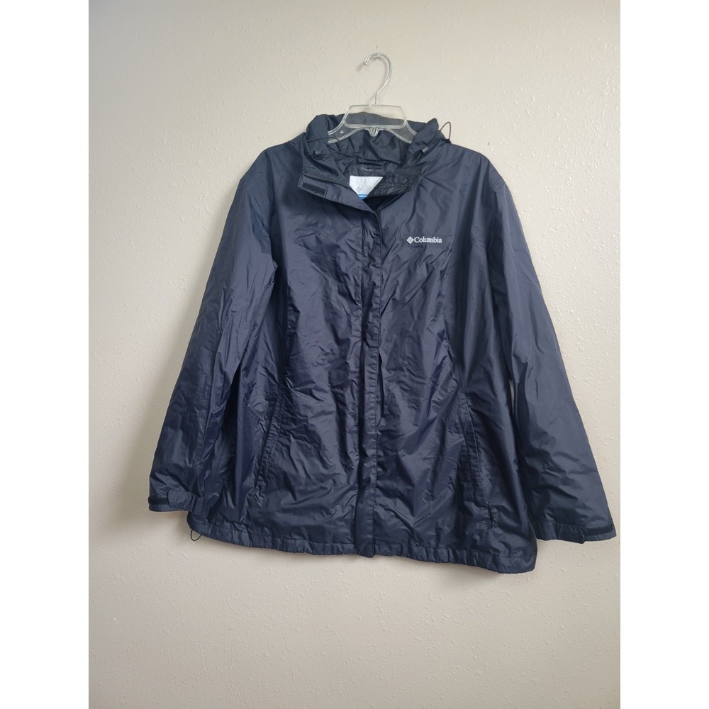 Columbia Jacket Mens Black Rain‎ Coat Hooded Full Zip Lined Waterproof Sz 2X